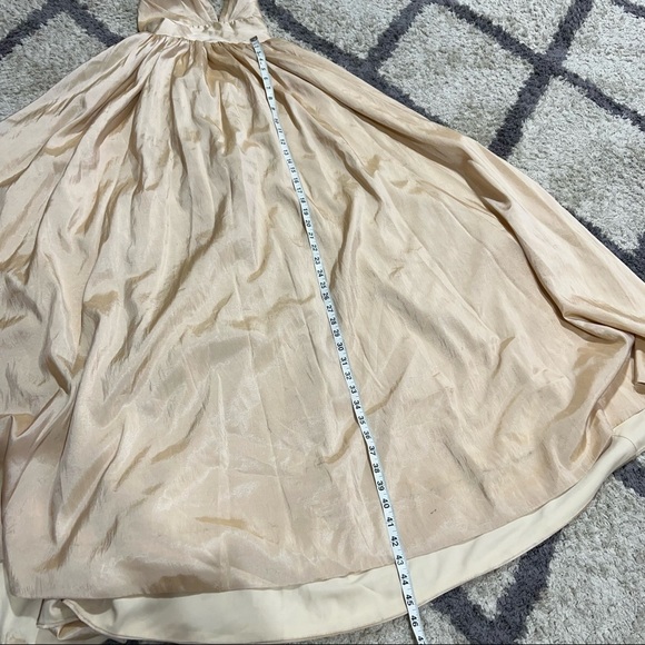 NWT Fame and Partners Plunge Neck Serpent Halter Maxi Dress in Champagne Nude - Picture 10 of 12